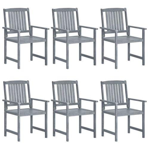 Patio Chairs 6 pcs Solid Acacia Wood Gray