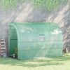 10' x 5' x 7' Lean to Greenhouse, Walk-In Green House, Plant Nursery with 2 Roll-up Doors and Windows, PE Cover and 3 Wire Shelves, Green