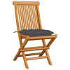 Patio Chairs with Anthracite Cushions 4 pcs Solid Teak Wood