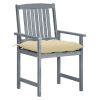 Patio Chairs with Cushions 4 pcs Gray Solid Acacia Wood