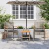 Patio Chairs with Cushions 2 pcs Gray Poly Rattan Acacia Wood