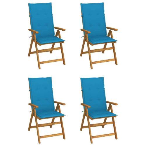Patio Reclining Chairs 4 pcs with Cushions Solid Acacia Wood
