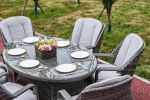 Direct Wicker Patio Wicker 7 Piece Oval Dining Set-Gray
